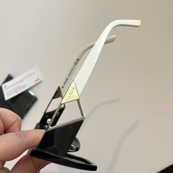 Prada 54mm geometric black and silver sunglasses main image 8